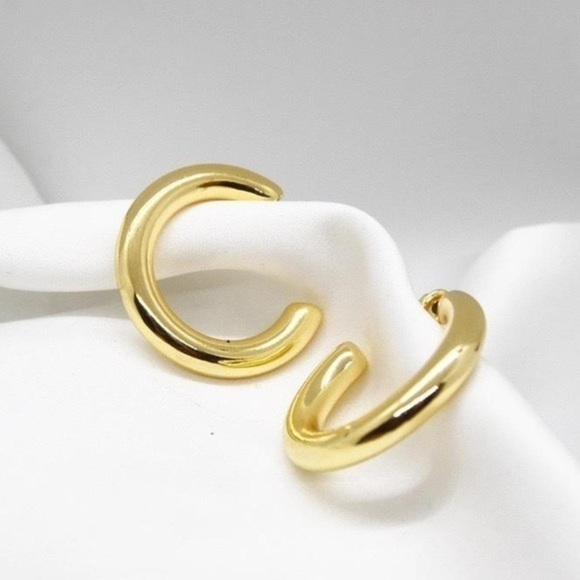 Basic Cuff Gold Hoops - Picture 2 of 4